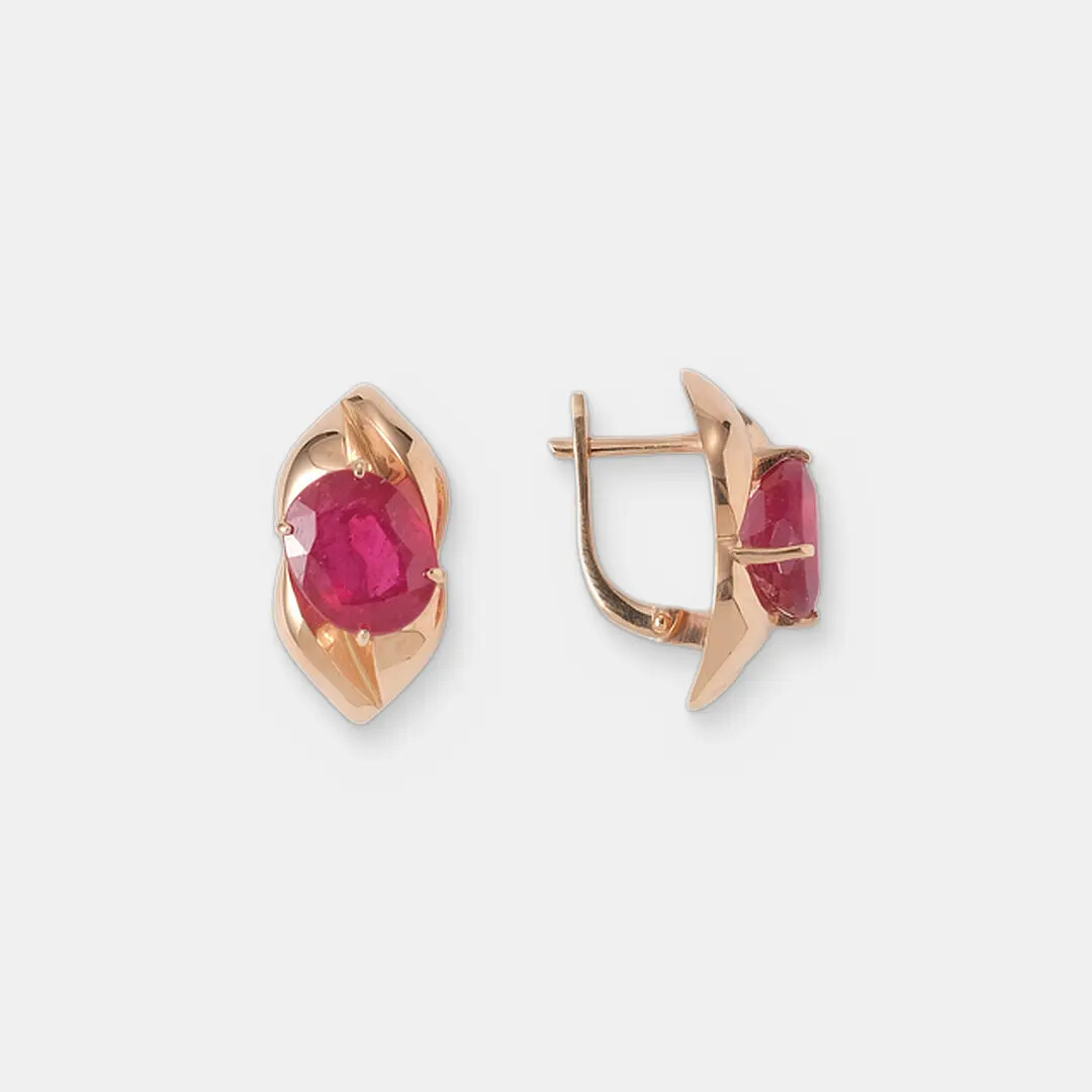 Серебряные серьги с рубинами